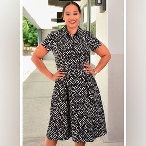 Polka Dot Navy and White Dress